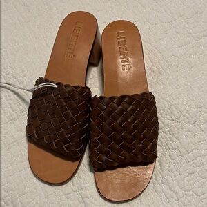 Liberty Love Brown Mules with Woven Design